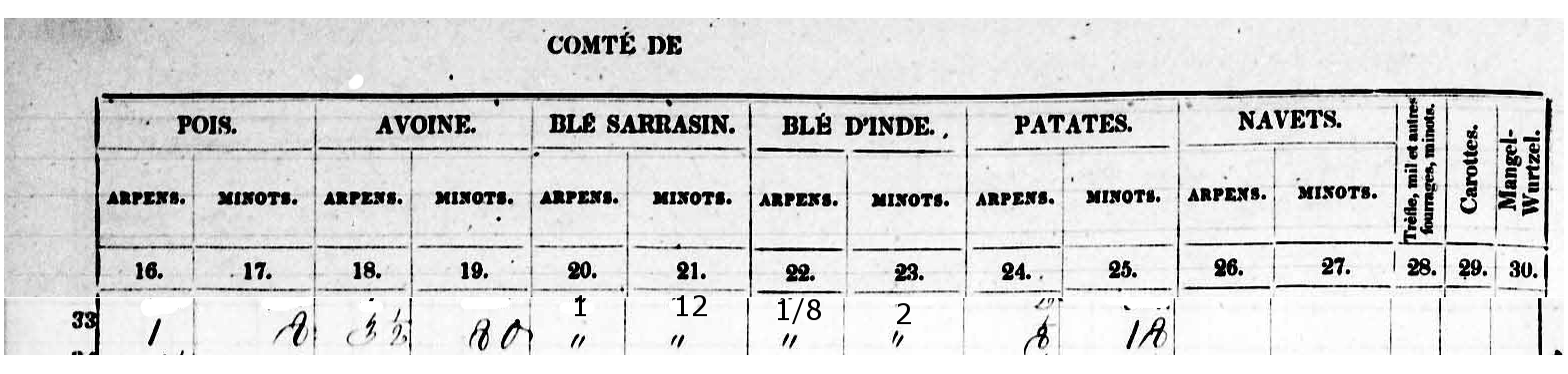 Data From 1851 Census re Louis Rousseau Farm 2